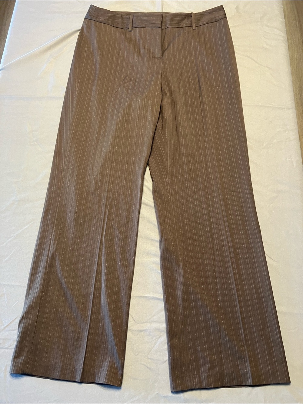 Josephine Chaus Brown Pinstripe Wide-Leg Trousers